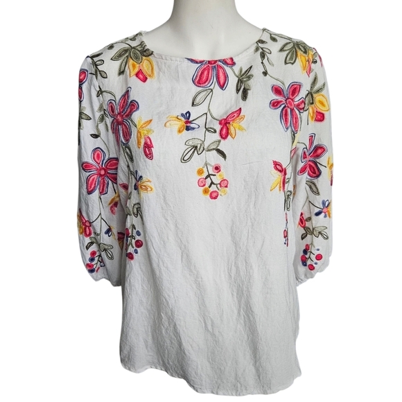 Kindred Tops - Kindred Womens Embroidered Blouse Size Large Boho Cottagecore